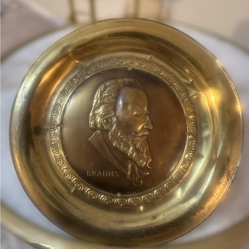 Vintage Brass Wall Plaque – Johannes Brahms – Mid-Century Made in England